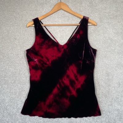 Marks & Spencer Per Una Burgundy Pink Sleeveless Velour Top With Silk Women s 14