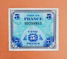 1944. France 5 Franc Paper Currency. 🗺.