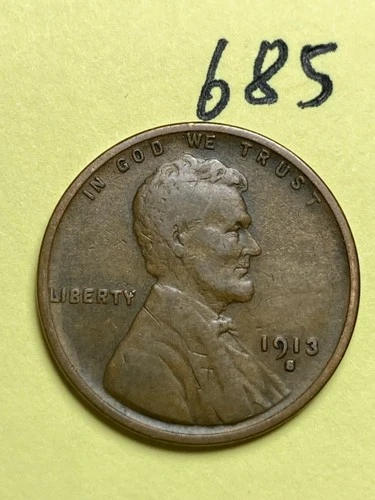 1913-S LINCOLN WHEAT CENT, low mintage date, "FINE" condition #685