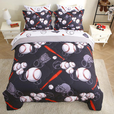Baseball 7-Piece Bedding Set for Boys - Softball Comforter  Sheets