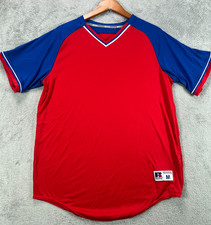 RUSSELL Athletic Mens Classic Red V Neck Jersey Raglan T Shirt Siz Medium R01X3M