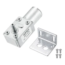 DC 12V 6 RPM Reversible Worm Geared Motor, 6mm D-Shaft, Fixing Bracket, High