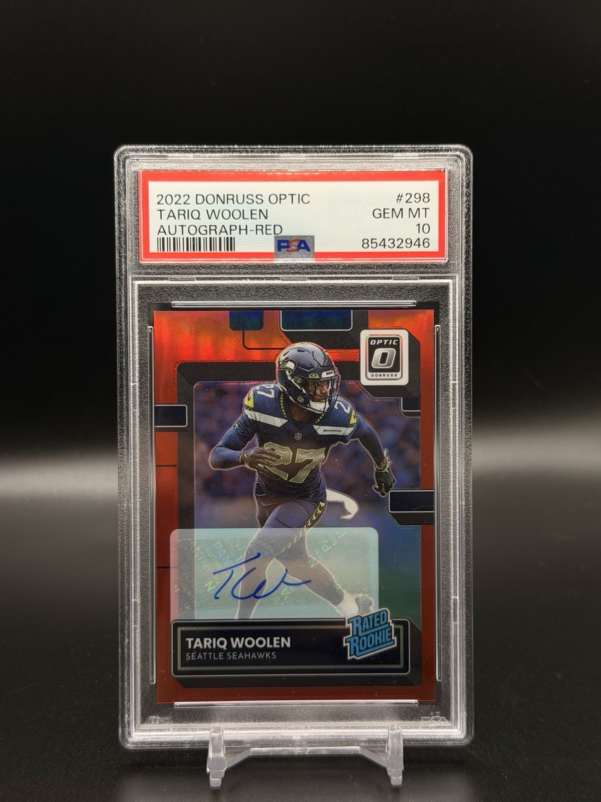 2022 Donruss Optic Tariq Woolen Autograph Red /75 PSA 10