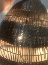 Vintage wicker Hanging Light With Long Cord Large 16”