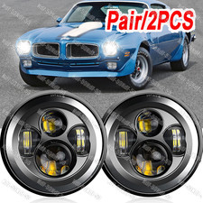 Par de faros LED de 7 pulgadas de haz alto/bajo Halo DRL ojos de ángel para Firebird 1970-1976