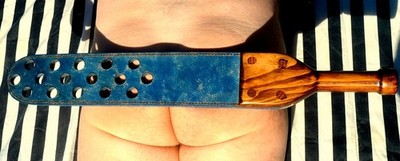 Custom-made Warder s Prison Strap, Pine Wood Handle, Sole Leather
