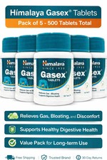 Himalaya Gasex 100 Tabs x5 Digestive Support Exp 02/2027 Herbal Remedy