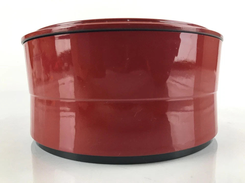 Fiambrera Bento con tapa réplica de laca de resina japonesa de colección redonda roja ciruela L221 Foto 4 de 4