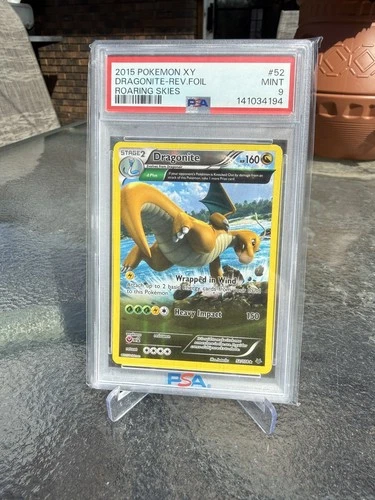 2015 POKEMON XY ROARING SKIES #52 DRAGONITE-REVERSE FOIL PSA 9