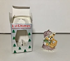 Jasco Caring Critter Chimer Bisque Porcelain Bell Cat Kitten Ornament Vintage