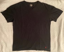 Polo Ralph Lauren T Shirt Mens XL Black Red Pony Logo at Waist V Neck Slim Fit
