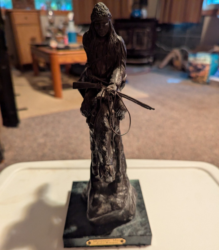 Black Metal Western Cowboy Bucking Horse Figurine Sculpture, 3D Effect