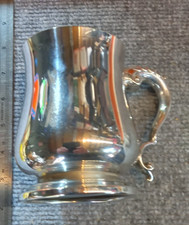 VINTAGE SILVER PLATE TANKARD POSSIBLY BY 'WALKER & HALL'  IN NICE CONDITION.