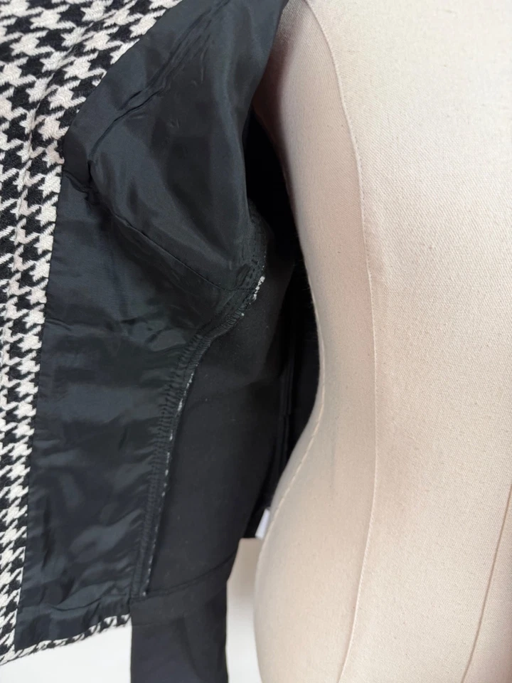 Vintage Alberto Makali Jacket Womens Medium Houndstooth Plaid Wool Blend Y2K - Image 4 of 4