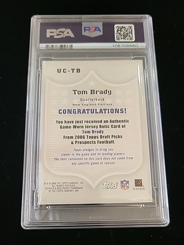 Tom Brady 2006 Topps DPP Upperclass 2000 Game Worn Blue Jersey #UC-TB PSA 10 - Picture 2 of 2