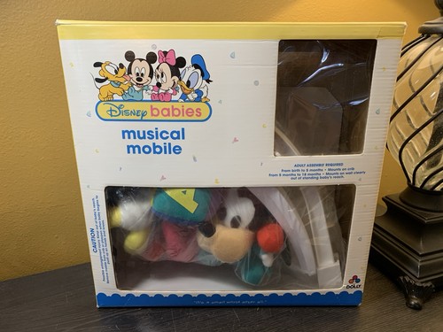 Vintage Working Dolly Disney Babies Mickey Minnie Musical Crib Mobile *WORKS*