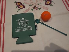 Greenbrier Resort Hotel Sporting Club Koozie Plus Rare Golf Ball & Bar Swizzle