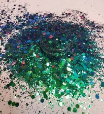 2oz Blue- Green Color Changing Nail Art Chunky/ Fine Glitter Mix For Crafting