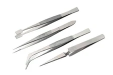 4 Piece Steel Tweezer Set NEW in PACKAGE Tool & Hobby