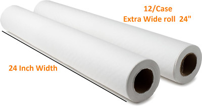 Exam Table Paper 24'' X 125  White Crepe Large Roll 24 X 125 Foot Long 12 Rolls
