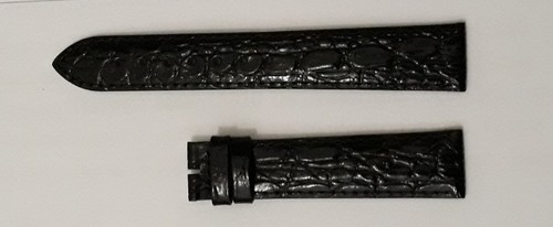 CINTURINO ORIGINALE LONGINES NUOVO STAMPA COCCO NERO 18 mm / FIBBIA 16 mm