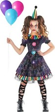 Girls Rainbow Creepy Clown Halloween Costume Kids Pennywise Scary Clown Dress