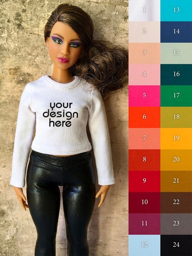 Bouutique Vital individuell bedrucktes Langarm-T-Shirt für kurvige Puppe 1/6e, 11,25 Zoll - Bild 4 von 29