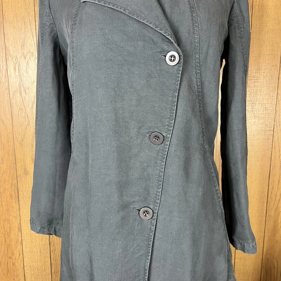 Женская ассиметричная серая зеленая куртка из конопли и тенцеля Stella Carakasi (размер XS) - Изображение 3 из 4