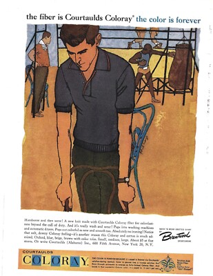 Courtaulds Coloray Vintage Polo Shirt Ad Print 1958 Men Fashion