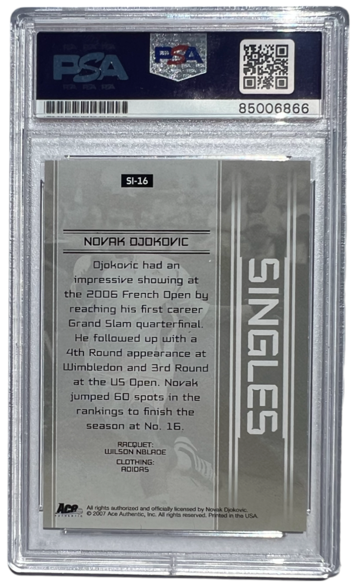 NOVAK DJOKOVIC SIGNED 2007 ACE AUTHENTIC SINGLES RC CARD AUTO