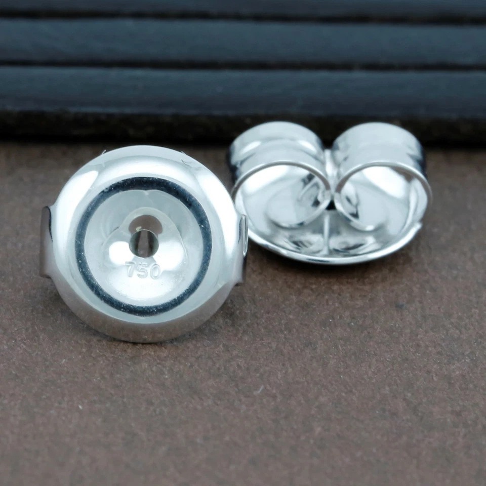 Pendientes mariposa de oro blanco macizo genuino de 18 quilates con respaldo de 7 mm - 1 par Foto 2 de 4