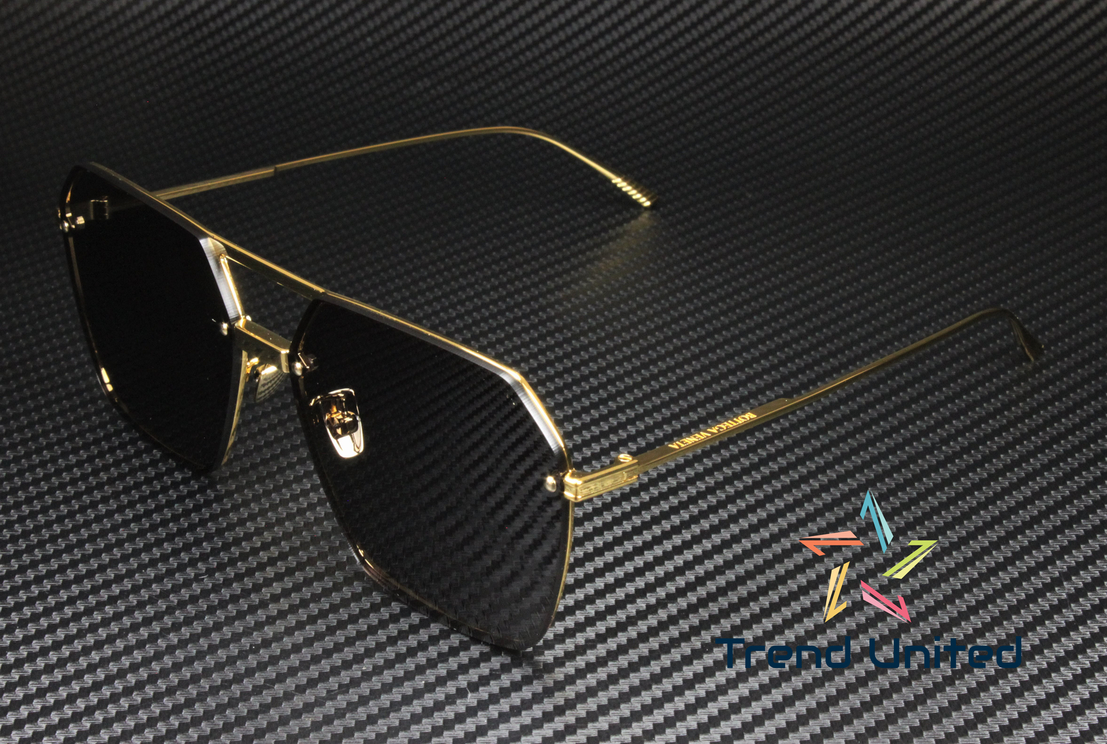 BOTTEGA VENETA BV1045S 001 Pilot Gold Shiny Solid Grey 61 mm  