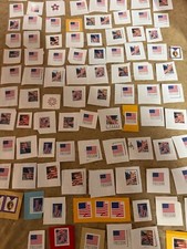100 FOREVER 78  US POSTAGE STAMPS NOT USED AS INTENDED PURPOSE ON PAPER FLAGS
