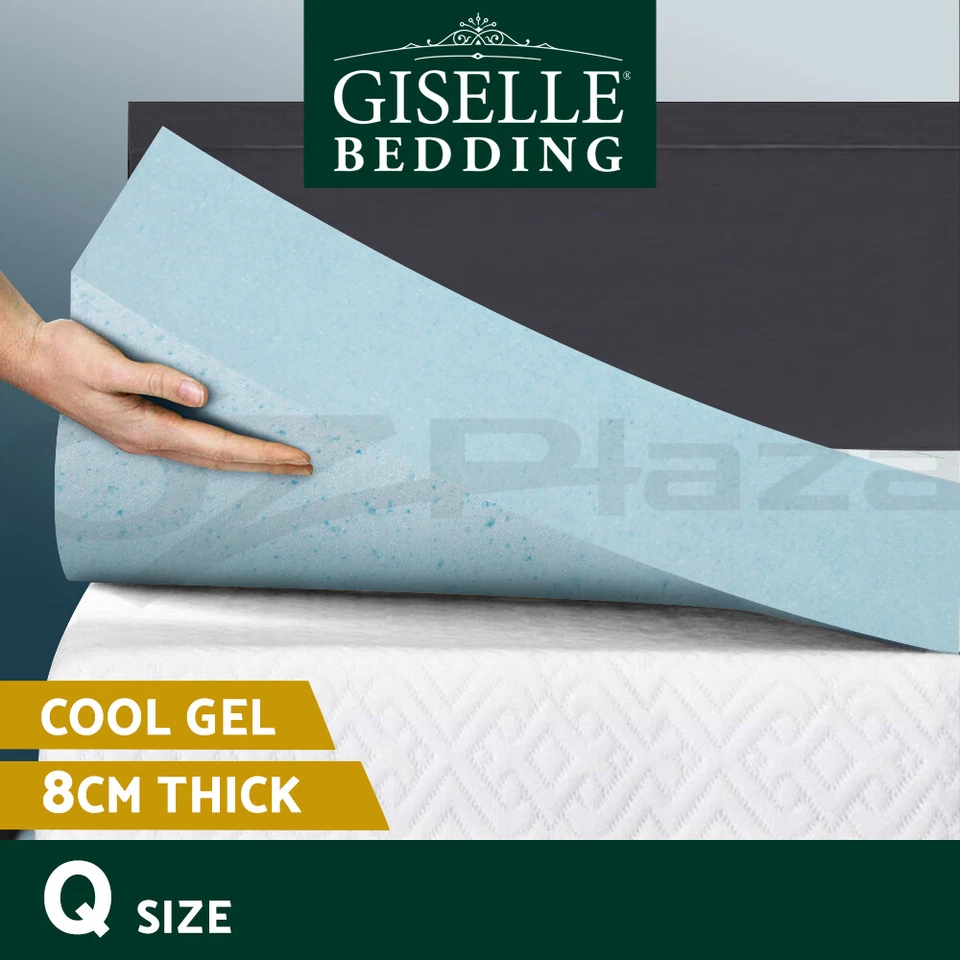 Giselle Bedding Memory Foam Topper 8cm Queen Mattress Cool Gel Bed Mat Bamboo