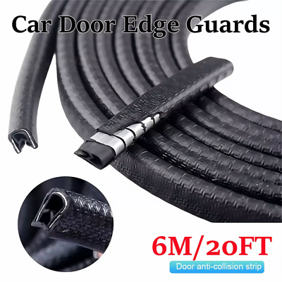 #ad Black 6M Trim Strip Car Door Edge Body Window Bumper Protector Guard Crashproof $14.69