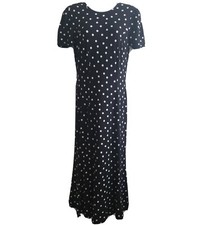 ASOS Womens Dress 6 Maxi Pin up Retro Black Polka Dot Sleeve Hourglass Mermaid