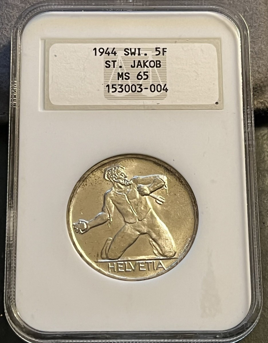 【最終値下げ】NICENESS FAT SNN COIN CASE 1944 Old Soap Box Holder NGC MS 65 Swiss 5 Francs (St. Jakob) Nice