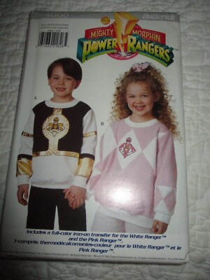 Mighty Morphin Power Rangers Butterick 4066 All Sizes w/ Transfer Sewing Pattern