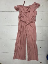 Youruikey Pink Pleated Short Sleeve Pant Jumpsuit Girls Size 12 Years