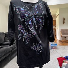 Bob Mackie Wearable Art Black And Blue Butterflies Size Small