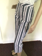 80's Vintage Red White Blue Striped Hi-Waist Capri Pants
