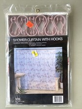 Vintage Shower Curtain w/ Hooks Pastel Floral Flowers Poppies 1989 NOS TV Prop