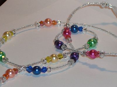 Beaded Handmade Eyeglass Chain~Clear Crystal Rainbow Pearl~28''~Buy 3 SHIP FREE