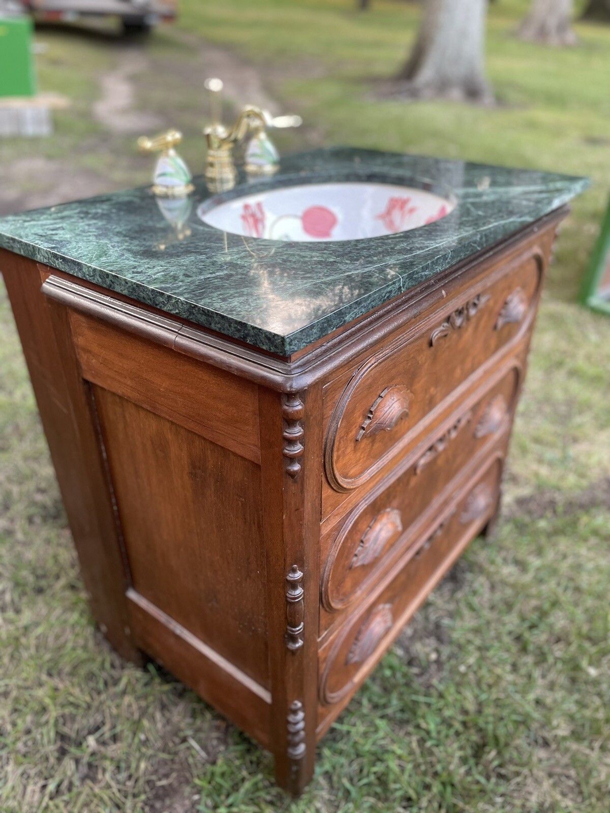 Kohler Tulip Fables & Flowers SINK Matching Faucet Exc RARE Antique