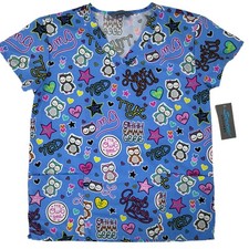 Scrubs Women's Cute Owl Hearts Stars Design