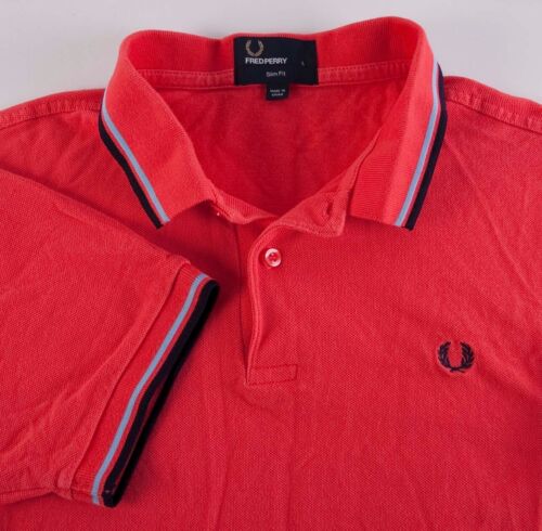 Fred Perry Polo Orange Slim Fit Size L  *03G1230a7 - Picture 1 of 5
