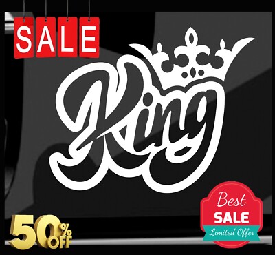 KING lustiger Aufkleber Sticker Auto Fenster weiß Vinyl 2er Pack Farbe weiß