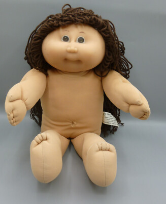 Vintage 1980er Cabbage Patch Kinder Puppe weicher Plüschkörper Spielzeug braune Haare 16 Zoll
