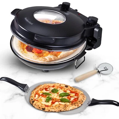 HEIDENFELD Pizzaofen elektrischer Pizzabackofen Pizzastein Pizzamaker Pizza 400°C Timer