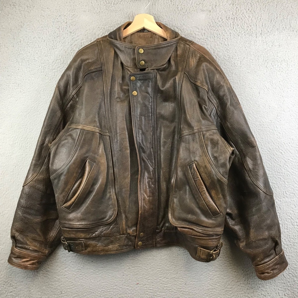 VINTAGE FIRST GENUINE LEATHER MEN'S JACKET SIZE L BROWN | eBay